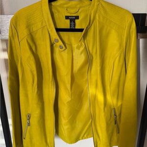 Alfani Women's Vibrant Yellow Leather Jacket